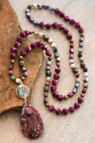 Stone Beaded Long Necklace in Rose - The Pink Pineapple 850