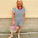 Stripe & Ease Two - Piece Set - The Pink Pineapple 850