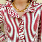 Sugarcane Stripes Holiday Seersucker Top - The Pink Pineapple 850