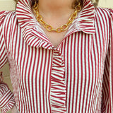 Sugarcane Stripes Holiday Seersucker Top - The Pink Pineapple 850