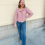 Sugarcane Stripes Holiday Seersucker Top - The Pink Pineapple 850