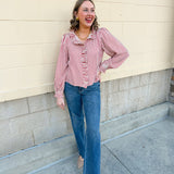 Sugarcane Stripes Holiday Seersucker Top - The Pink Pineapple 850