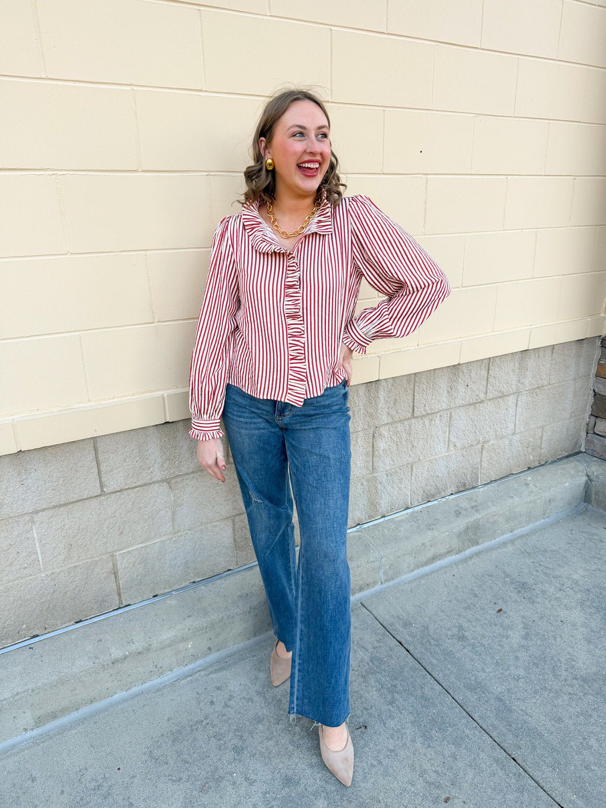 Sugarcane Stripes Holiday Seersucker Top - The Pink Pineapple 850