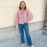 Sugarcane Stripes Holiday Seersucker Top - The Pink Pineapple 850