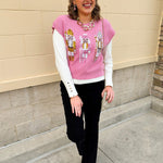 Sugarplum Nutcracker Sequin Knit Vest in Pink - The Pink Pineapple 850