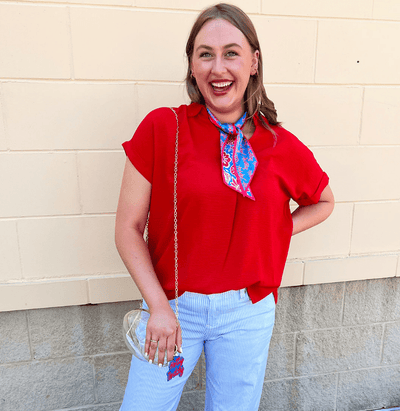 Sunday Best Woven Top in Red - The Pink Pineapple 850