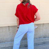Sunday Best Woven Top in Red - The Pink Pineapple 850