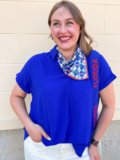 Sunday Best Woven Top in Royal Blue - The Pink Pineapple 850