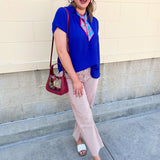 Sunday Best Woven Top in Royal Blue - The Pink Pineapple 850