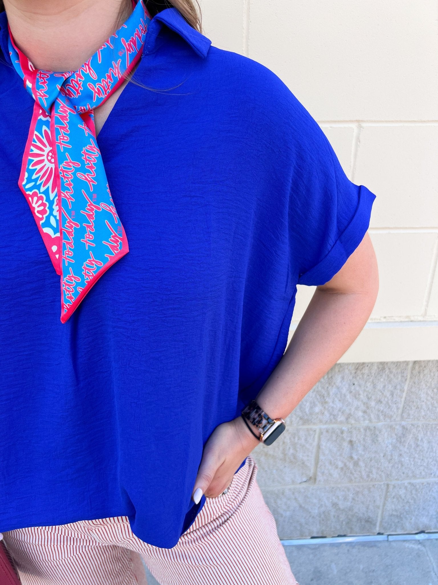 Sunday Best Woven Top in Royal Blue - The Pink Pineapple 850