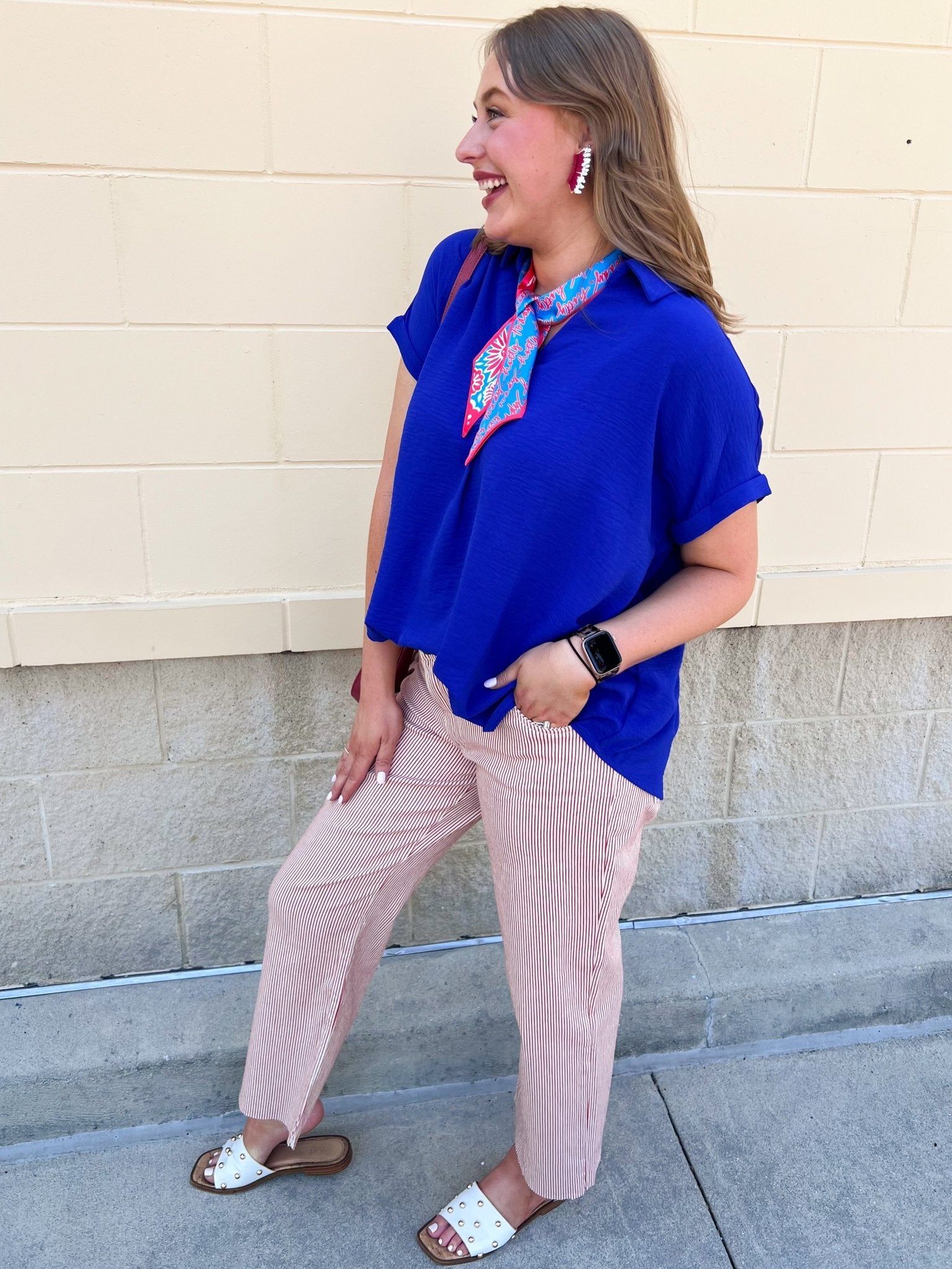 Sunday Best Woven Top in Royal Blue - The Pink Pineapple 850