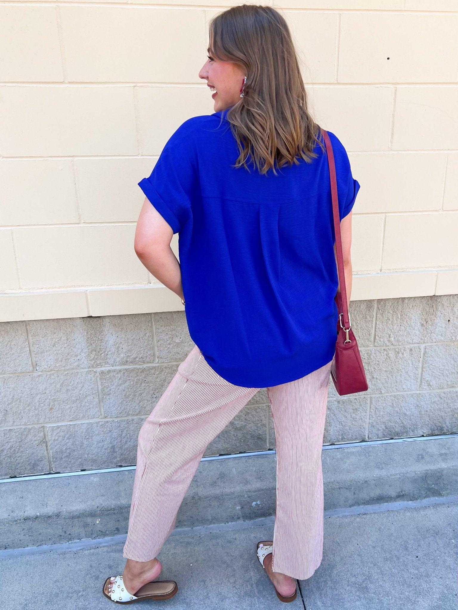 Sunday Best Woven Top in Royal Blue - The Pink Pineapple 850