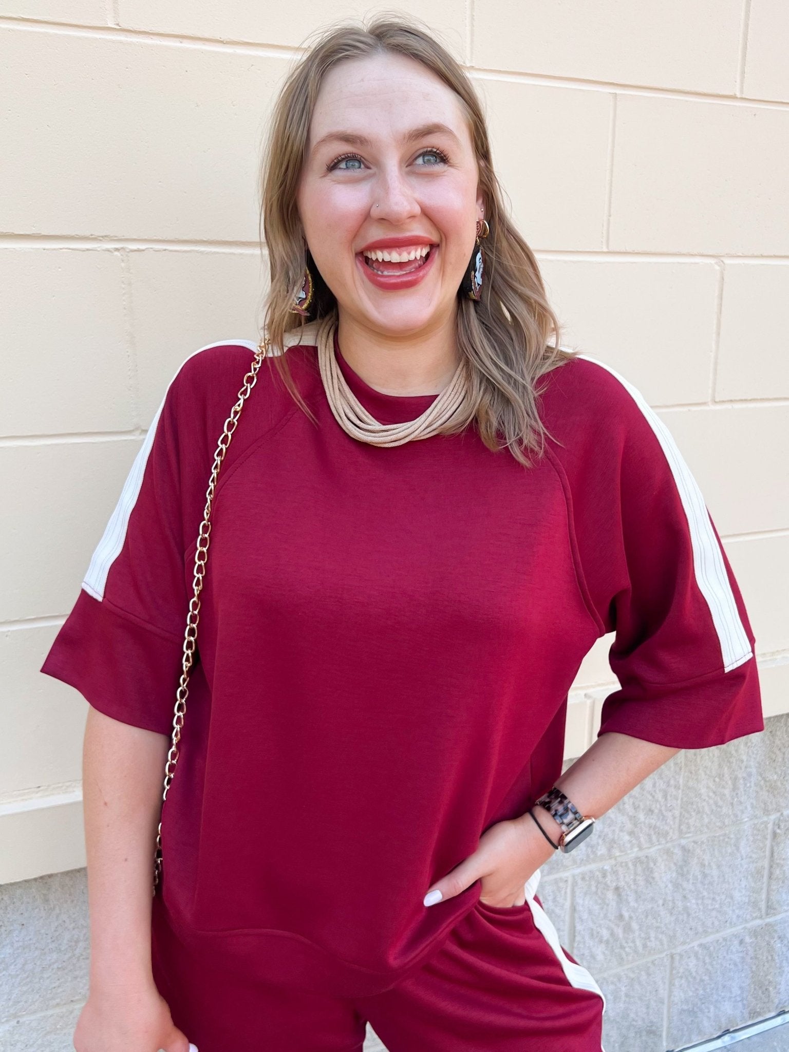 Sunday Stroll Lounge Set in Garnet - The Pink Pineapple 850