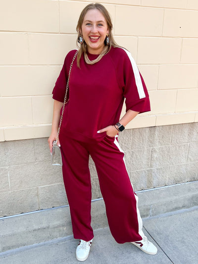 Sunday Stroll Lounge Set in Garnet - The Pink Pineapple 850