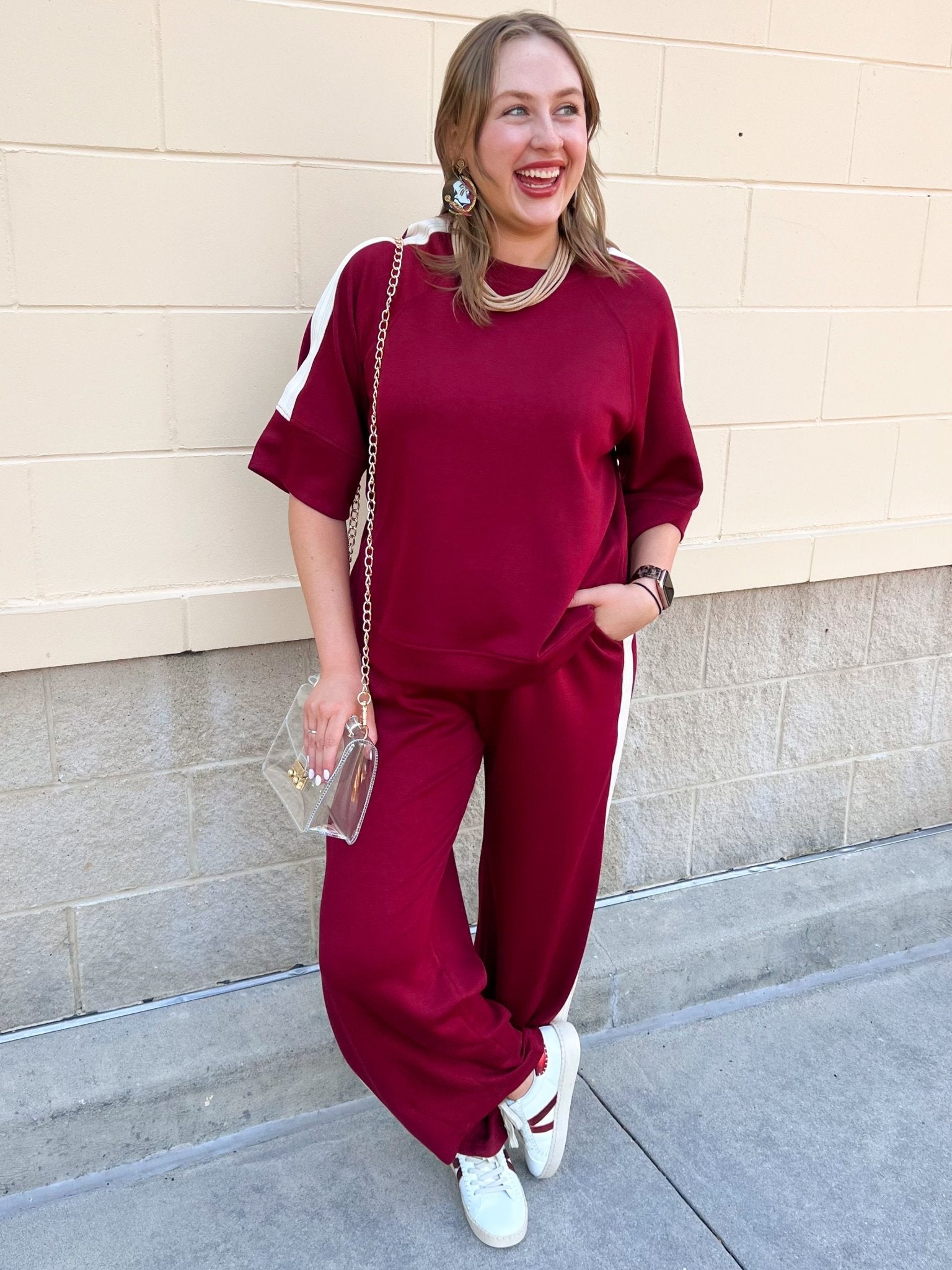 Sunday Stroll Lounge Set in Garnet - The Pink Pineapple 850