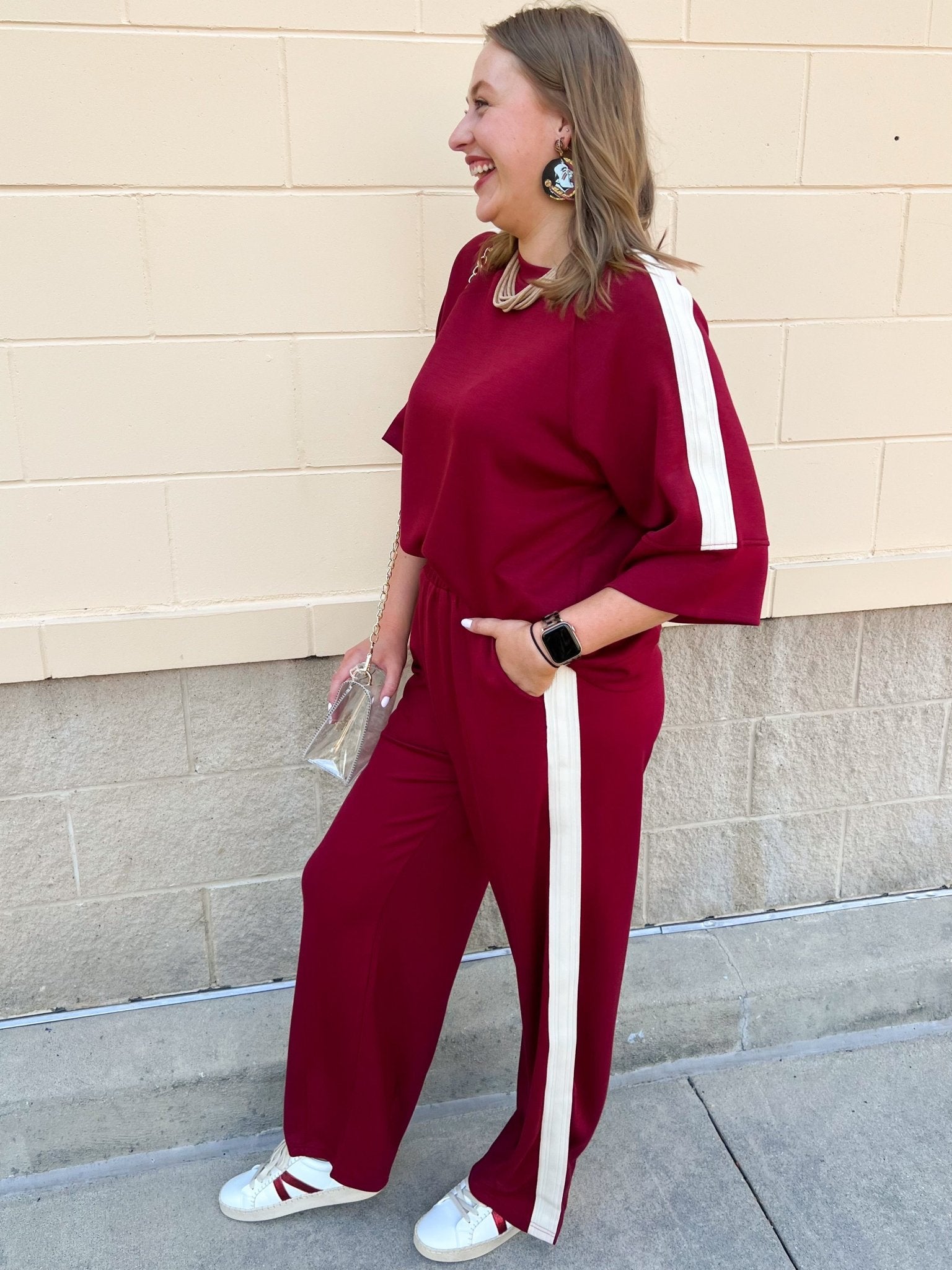 Sunday Stroll Lounge Set in Garnet - The Pink Pineapple 850