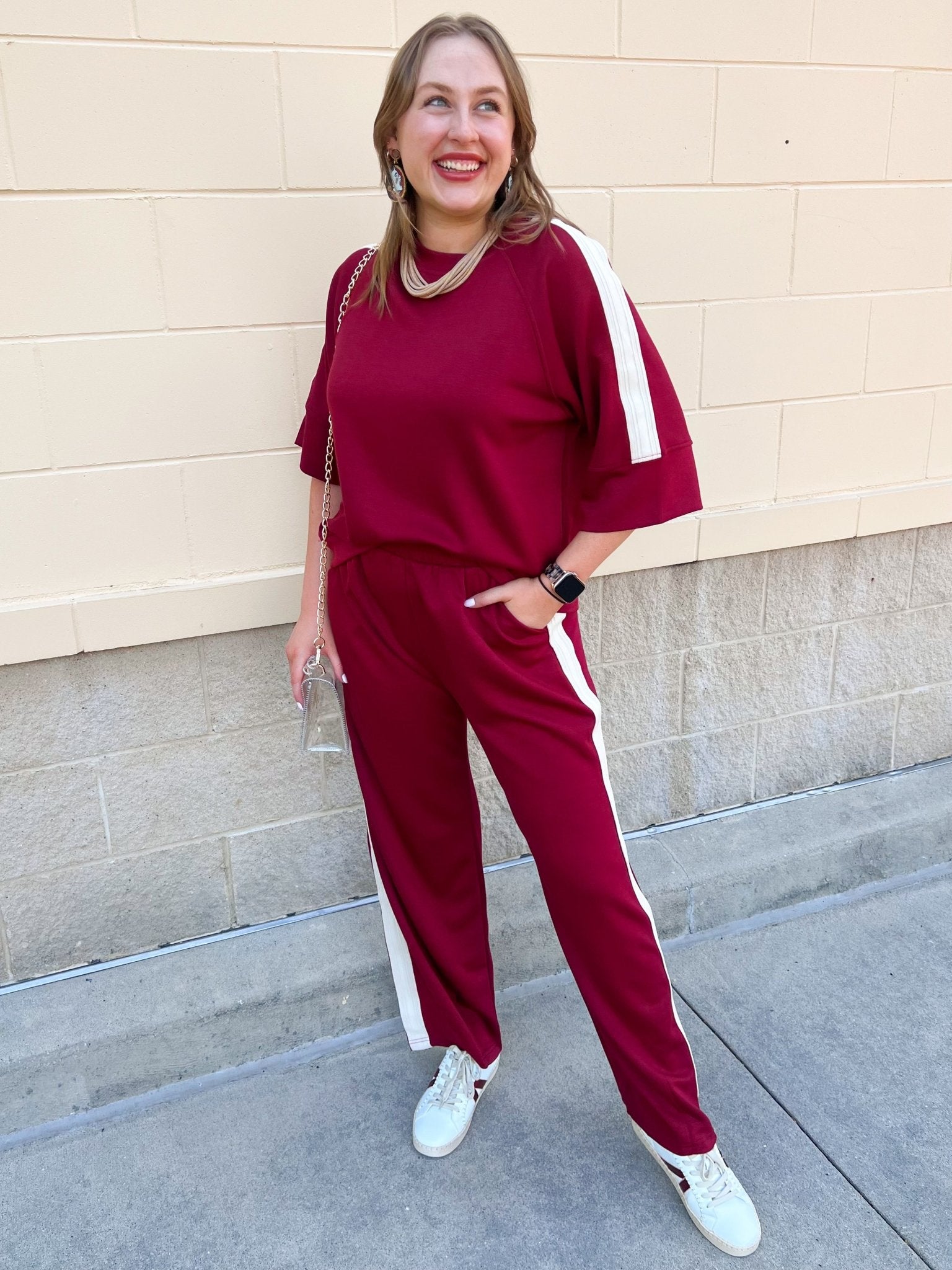 Sunday Stroll Lounge Set in Garnet - The Pink Pineapple 850