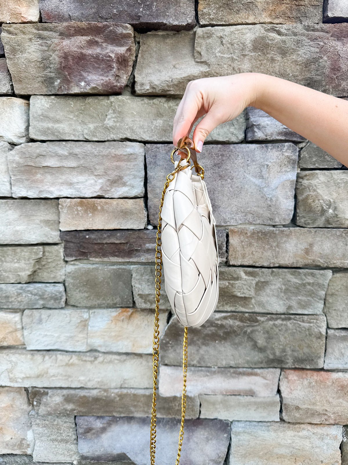 Sunlit Grace Woven Clutch in Light Tan - The Pink Pineapple 850