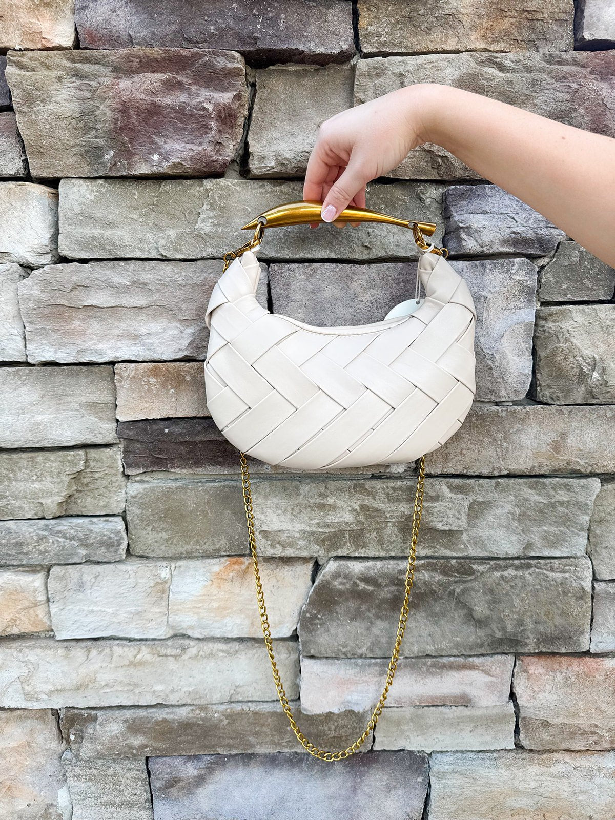 Sunlit Grace Woven Clutch in Light Tan - The Pink Pineapple 850