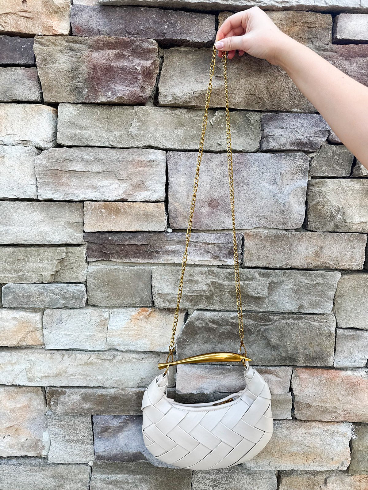 Sunlit Grace Woven Clutch in Light Tan - The Pink Pineapple 850