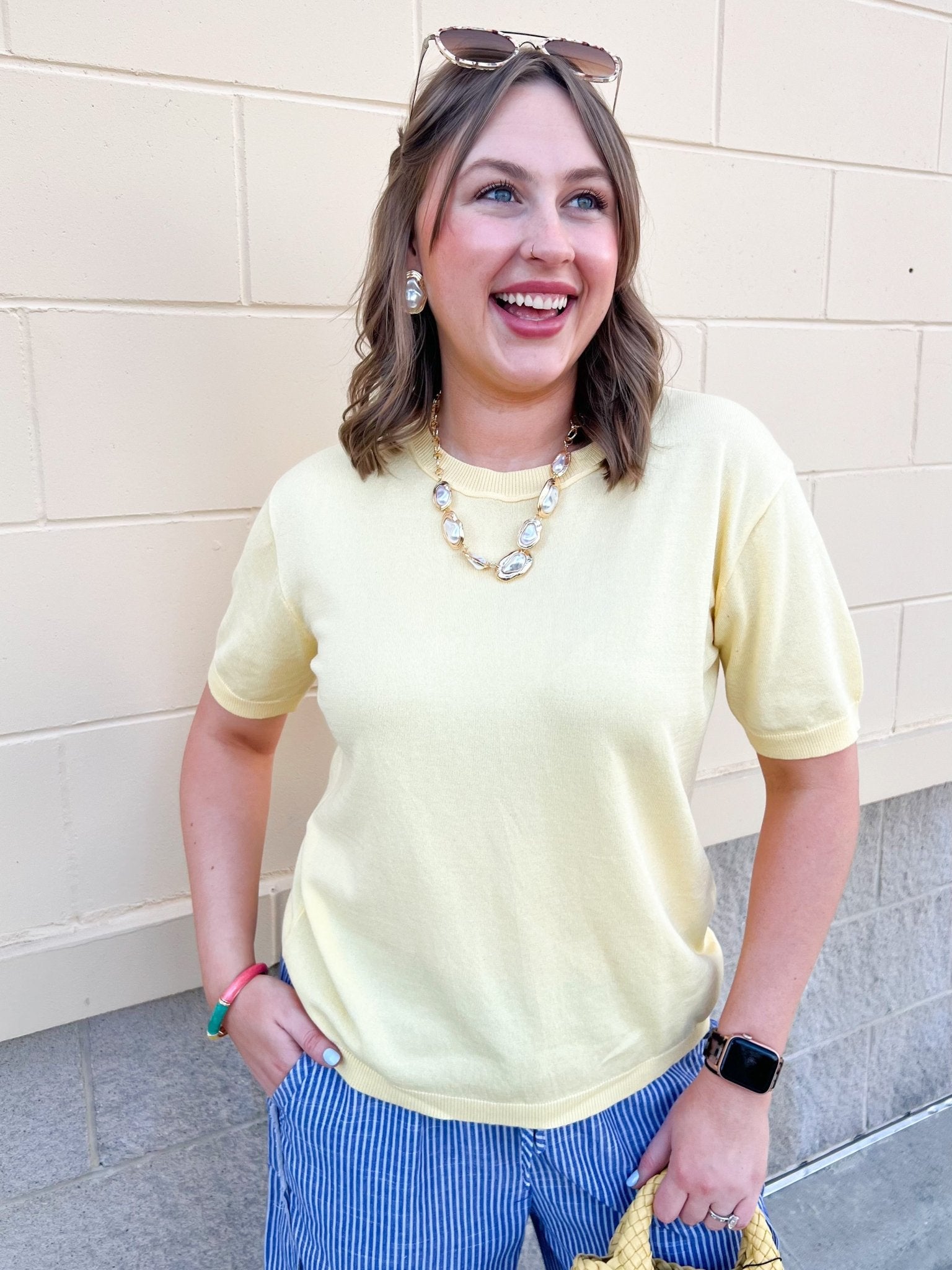 Sunny Lemon Days Knit Pullover - The Pink Pineapple 850