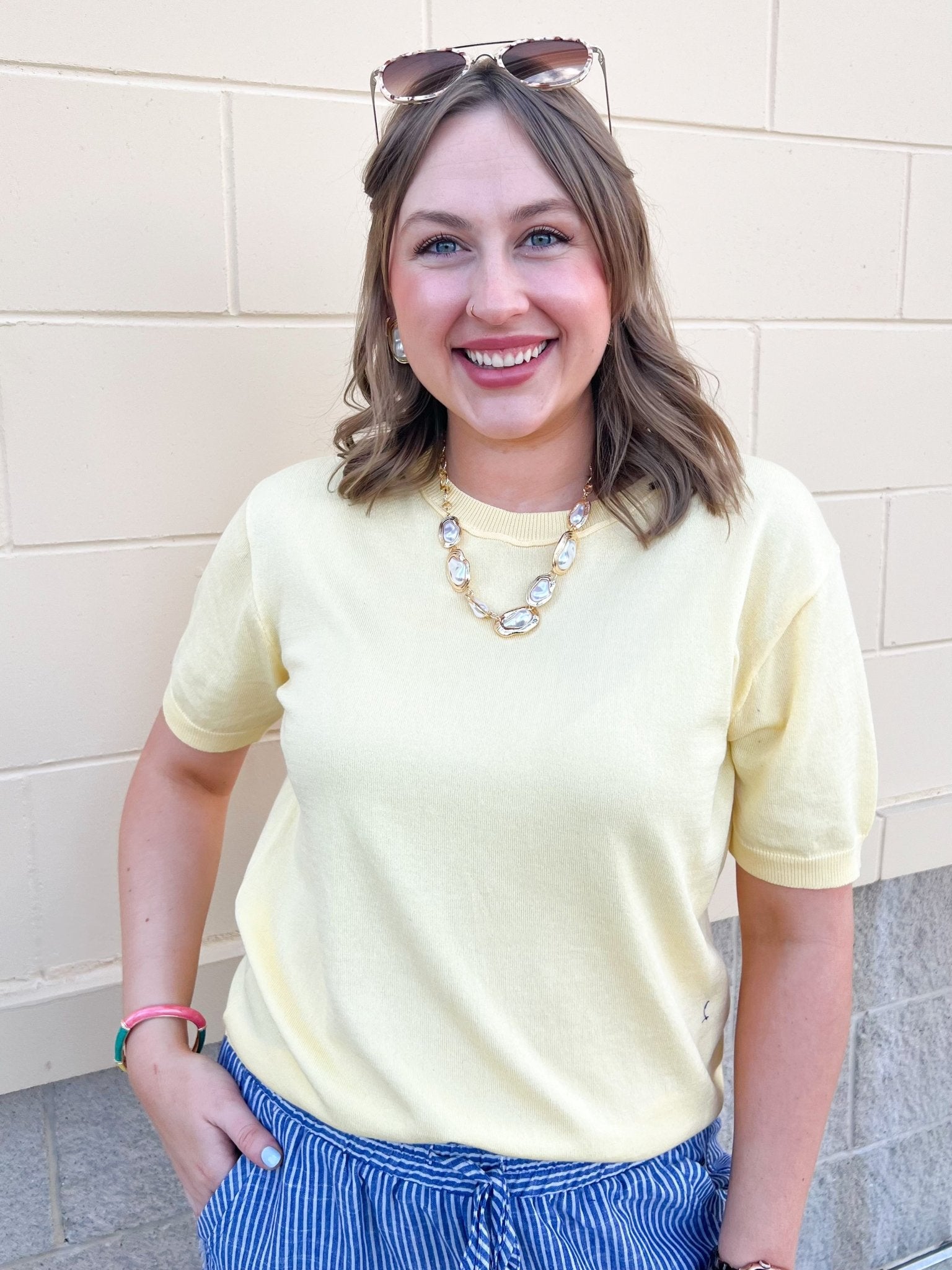 Sunny Lemon Days Knit Pullover - The Pink Pineapple 850