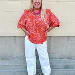 Sunset Muse Peasant Blouse in Orange - The Pink Pineapple 850
