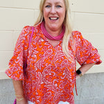 Sunset Muse Peasant Blouse in Orange - The Pink Pineapple 850