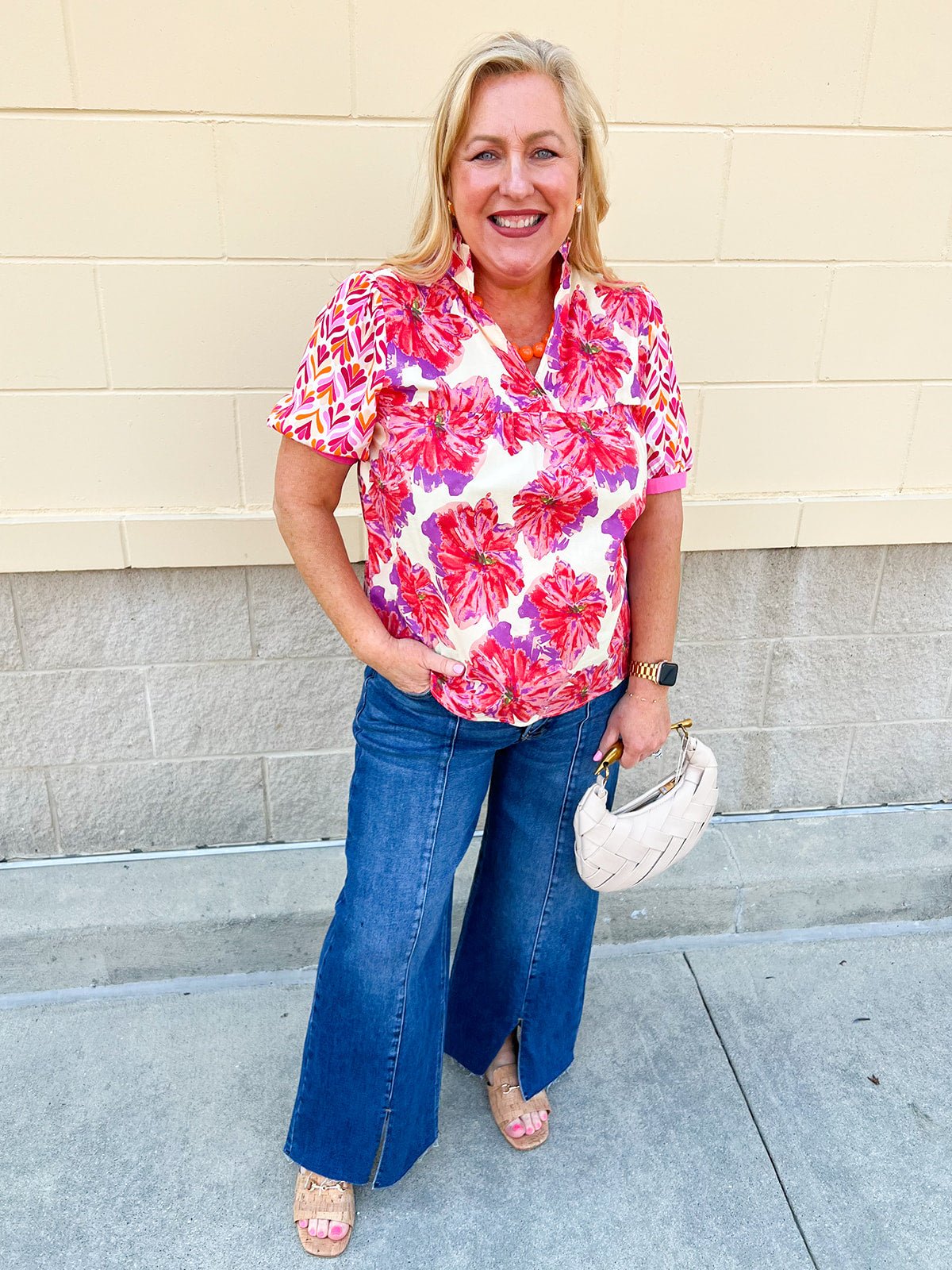 Sunset Palette Ruffle Blouse - The Pink Pineapple 850