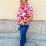 Sunset Palette Ruffle Blouse - The Pink Pineapple 850
