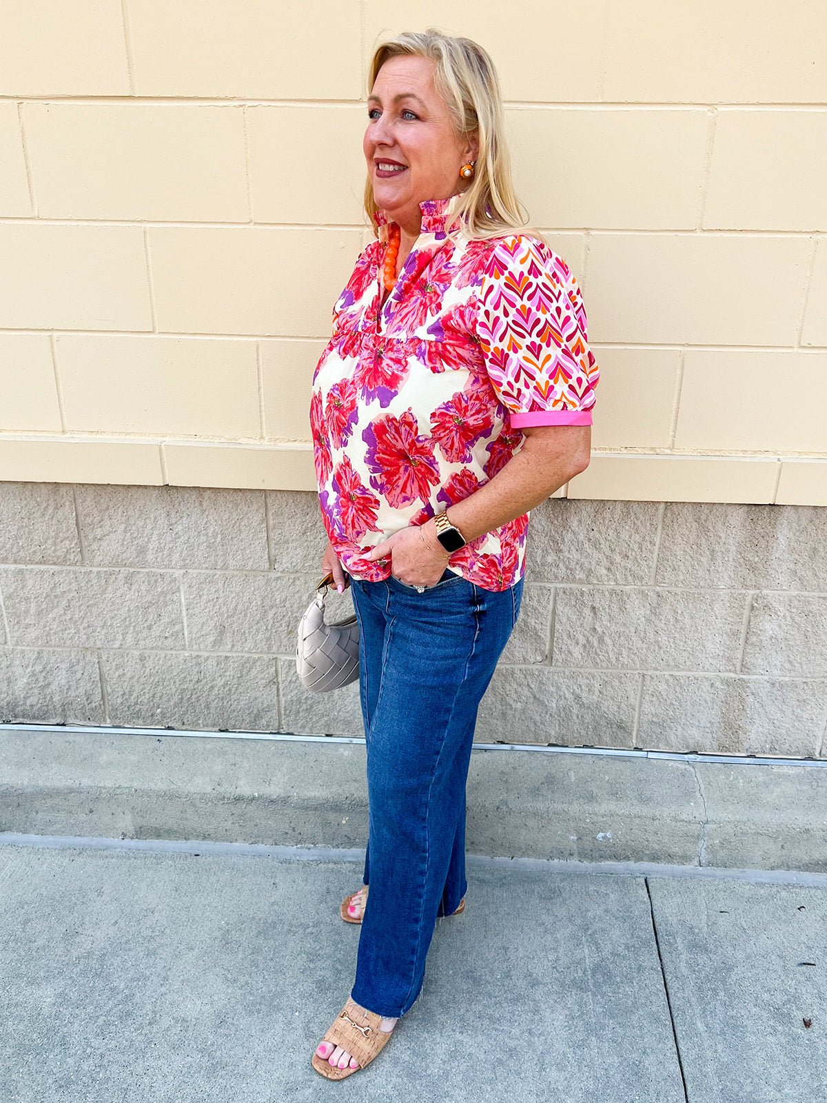 Sunset Palette Ruffle Blouse - The Pink Pineapple 850