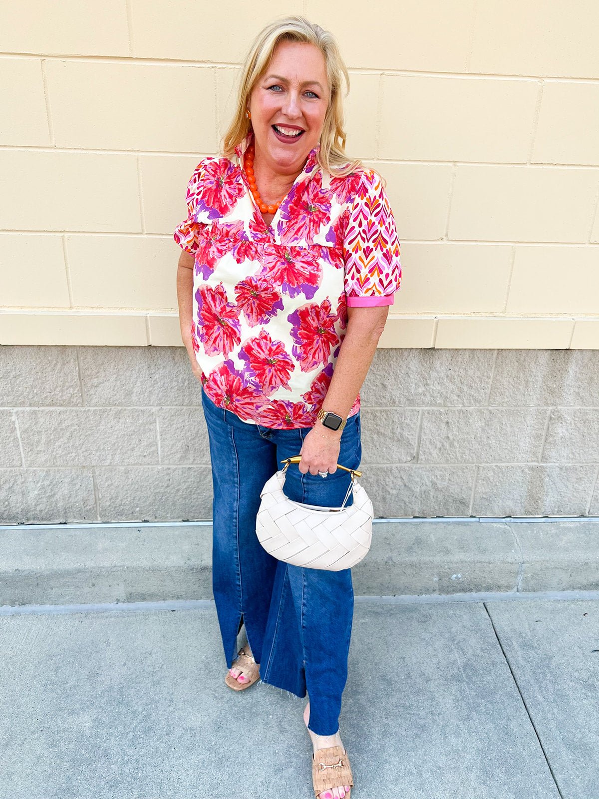 Sunset Palette Ruffle Blouse - The Pink Pineapple 850