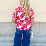 Sunset Palette Ruffle Blouse - The Pink Pineapple 850