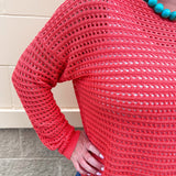 Sunset Shore Open Knit Sweater in Orange - The Pink Pineapple 850