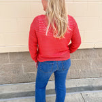 Sunset Shore Open Knit Sweater in Orange - The Pink Pineapple 850