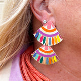 [Sunshine Tienda] Rainbow Double Tile Earrings - The Pink Pineapple 850
