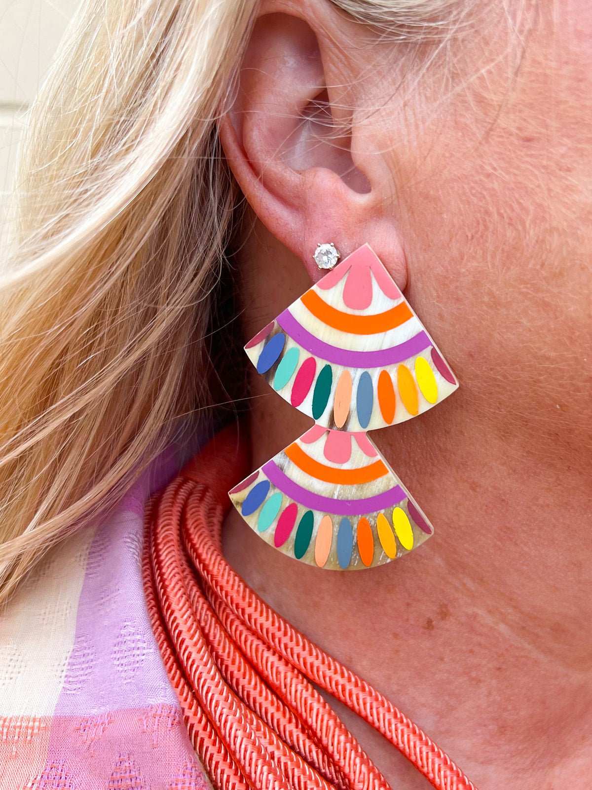 [Sunshine Tienda] Rainbow Double Tile Earrings - The Pink Pineapple 850