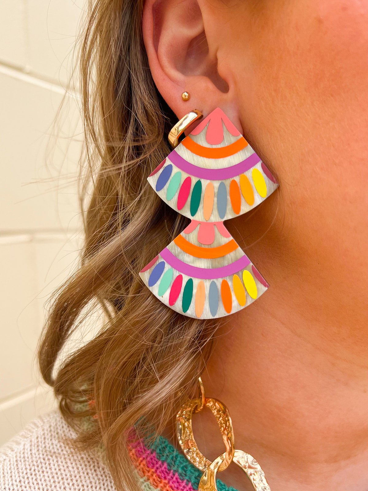 [Sunshine Tienda] Rainbow Double Tile Earrings - The Pink Pineapple 850