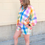 [Sunshine Tienda] Rainbow Plaid Bermuda Short - The Pink Pineapple 850