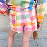 [Sunshine Tienda] Rainbow Plaid Bermuda Short - The Pink Pineapple 850