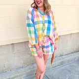 [Sunshine Tienda] Rainbow Plaid Bermuda Short - The Pink Pineapple 850