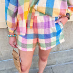 [Sunshine Tienda] Rainbow Plaid Bermuda Short - The Pink Pineapple 850