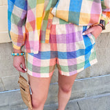 [Sunshine Tienda] Rainbow Plaid Bermuda Short - The Pink Pineapple 850