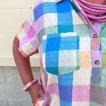 [Sunshine Tienda] Rainbow Plaid Getaway Mini Dress - The Pink Pineapple 850