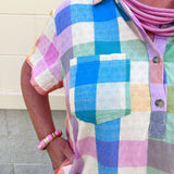 [Sunshine Tienda] Rainbow Plaid Getaway Mini Dress - The Pink Pineapple 850