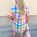 [Sunshine Tienda] Rainbow Plaid Getaway Mini Dress - The Pink Pineapple 850