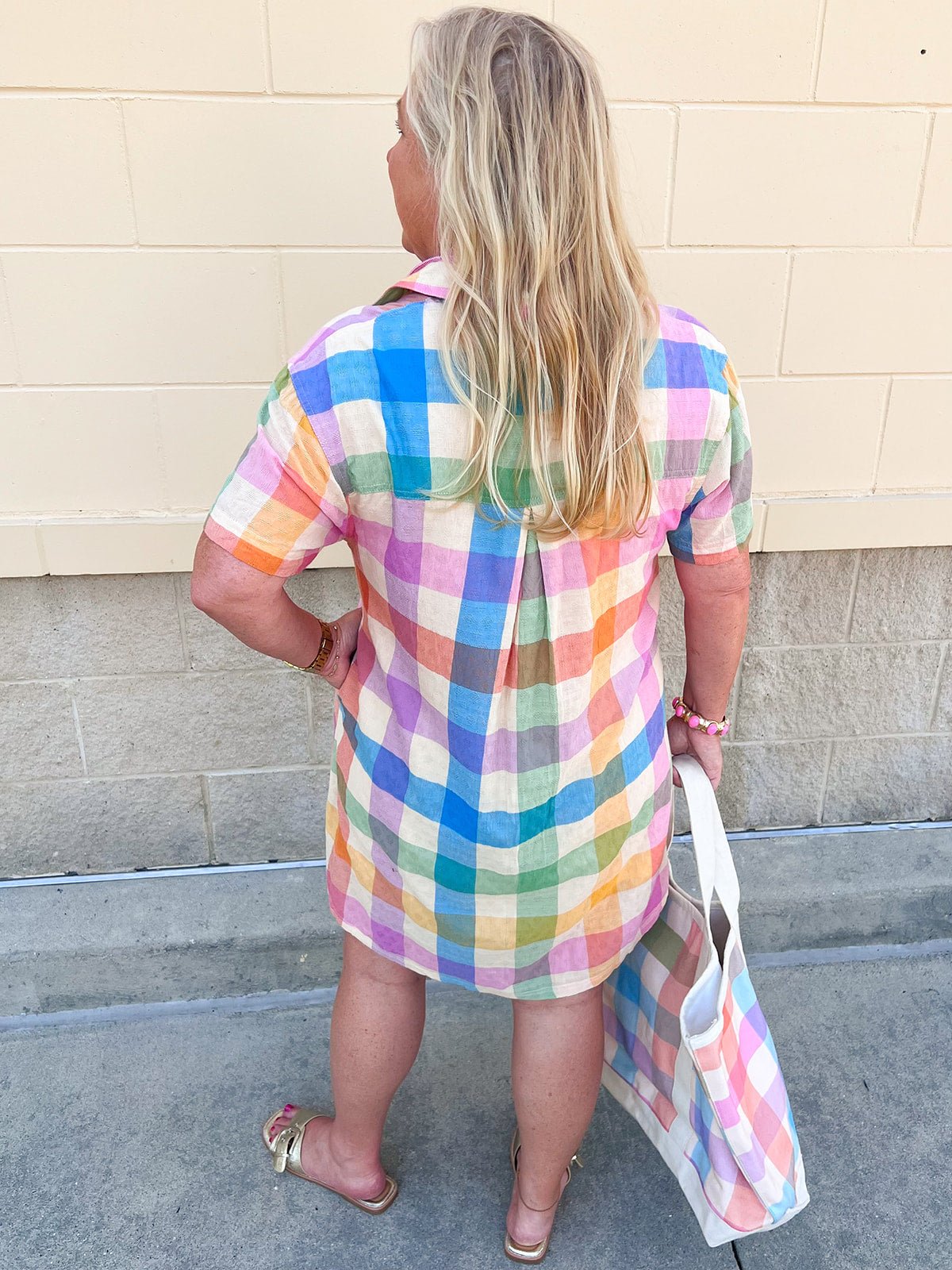 [Sunshine Tienda] Rainbow Plaid Getaway Mini Dress - The Pink Pineapple 850