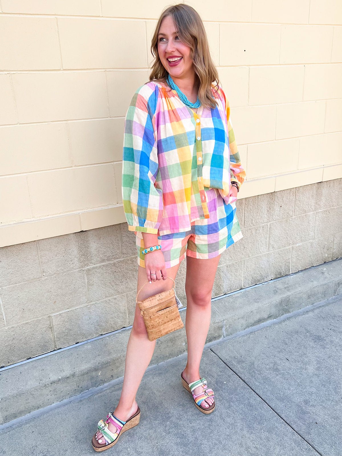 [Sunshine Tienda] Rainbow Plaid Lucia Top - The Pink Pineapple 850