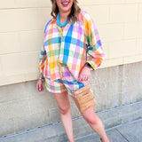 [Sunshine Tienda] Rainbow Plaid Lucia Top - The Pink Pineapple 850