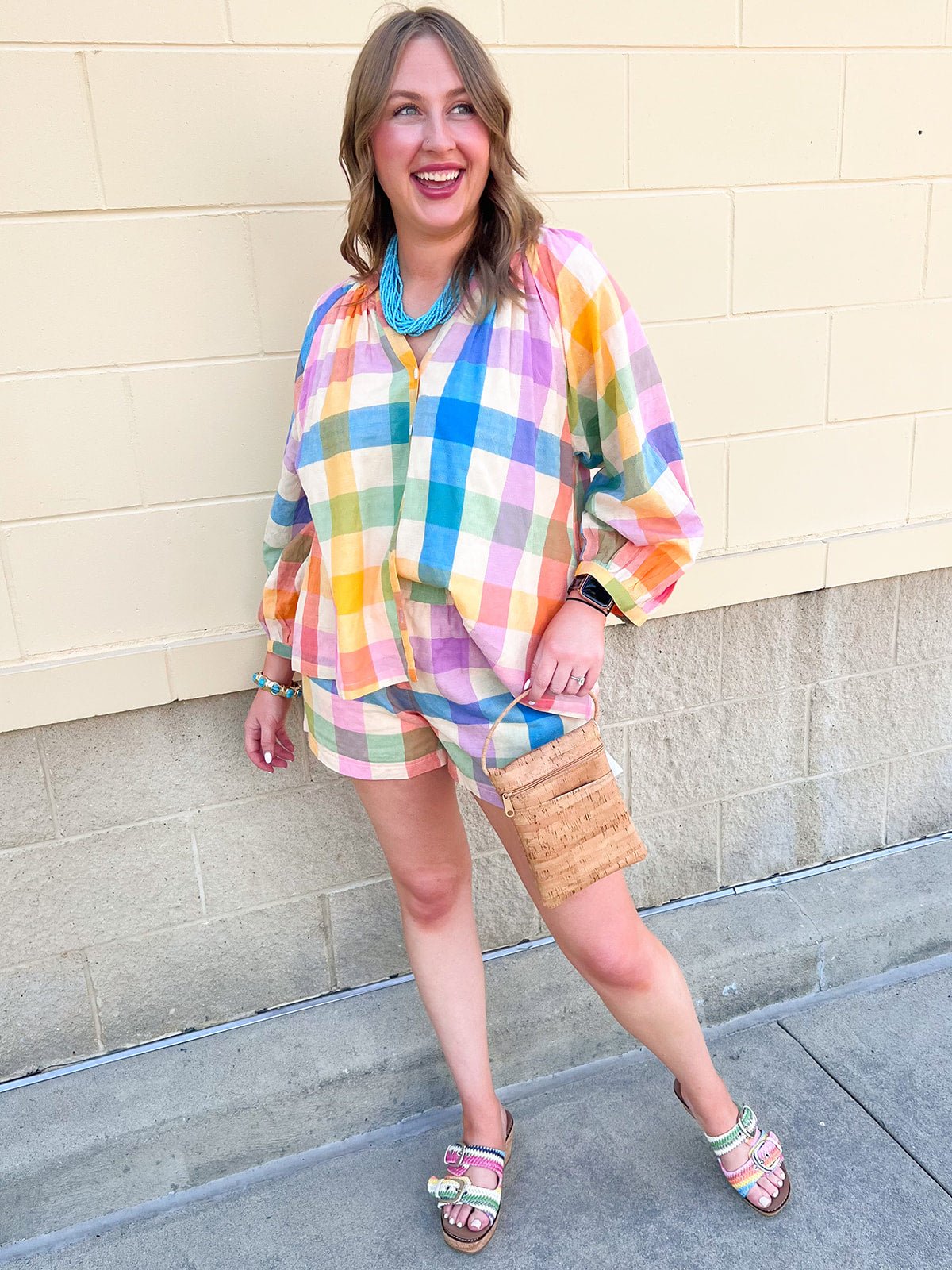 [Sunshine Tienda] Rainbow Plaid Lucia Top - The Pink Pineapple 850